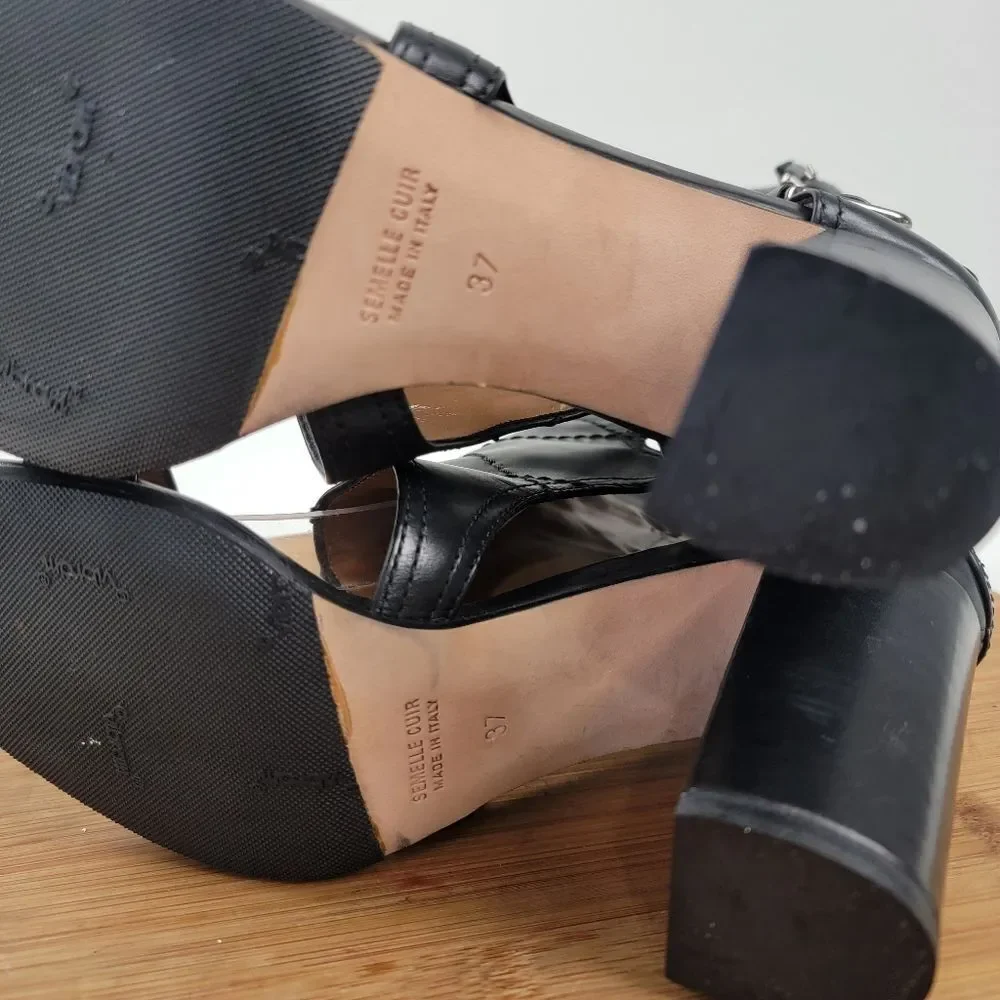 Laurence Dacade Felicite Black Leather Block Heels Womens‎ Shoe sz US 6 EU 37